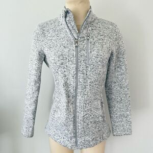 Andrew Marc New York Light Heather Grey Marled Zip-Up Performance Sweater Small
